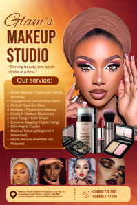 Red Maximalist Makeup Studio Promotion Template Poster