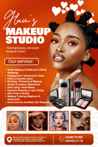 Red Maximalist Makeup Studio Promotion Template Poster Póster