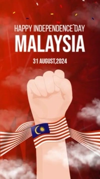 Red Maximalist Malaysia Independence Day Instagram Story template