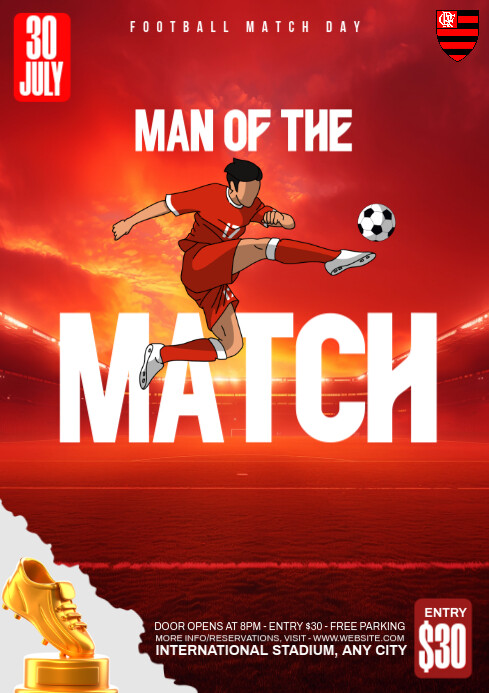 Red Maximalist Man Of The Match Award A4 template