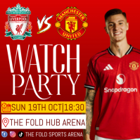 Red Maximalist Manchester United Vs Liverpool Watch Party Instagram Post template
