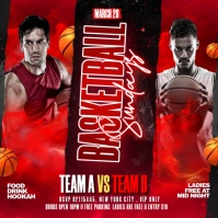 Red Maximalist March Madness Basketball Flyer Square (1:1) template