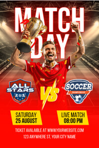 Red Maximalist Match Day Poster template
