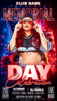 Red Maximalist Memorial Day Celebration Instagram Story Video template