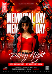 Red Maximalist Memorial Day Party A4 template
