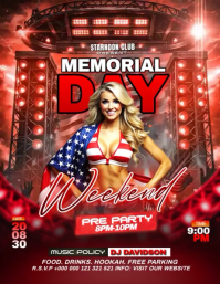 Red Maximalist Memorial Day Party Flyer Video template