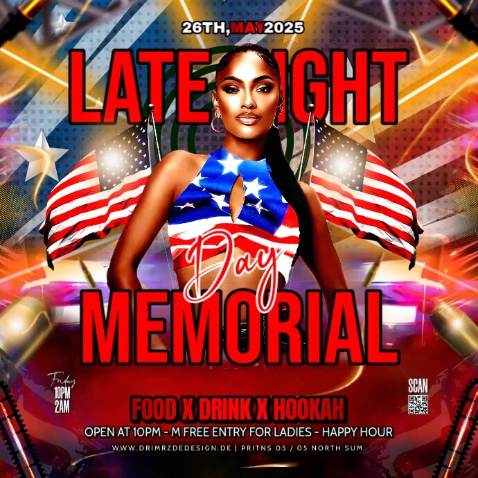 Plantilla de Red Maximalist Memorial Day Party Instagram Post ...