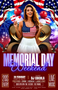 Red Maximalist Memorial Day Weekend Party Half Page Wide Video Isigamu Sekhasi Ububanzi template