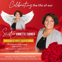 Red Maximalist Memorial Funeral Announcement Flyer, Funeral  Instagram Post template