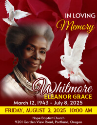 Red Maximalist Memorial Funeral Announcement Flyer, Funeral Flyer (us Letter) template