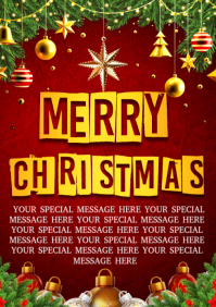 Red Maximalist Merry Christmas A3 template