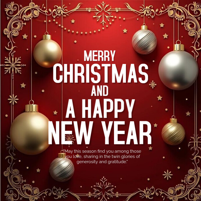 Red Maximalist Merry Christmas And A Happy New Year Design Template ...