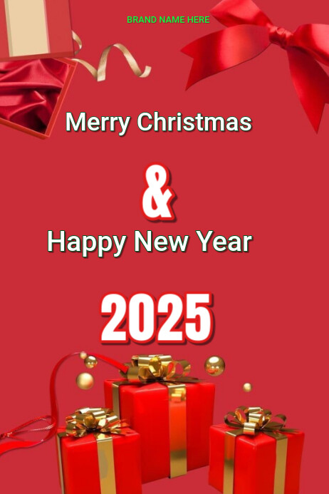 Plantilla de Red Maximalist Merry Christmas And Happy New Year Poster ...