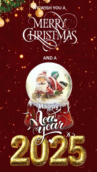 Plantilla de Red Maximalist Merry Christmas And Happy New Year Greeting ...