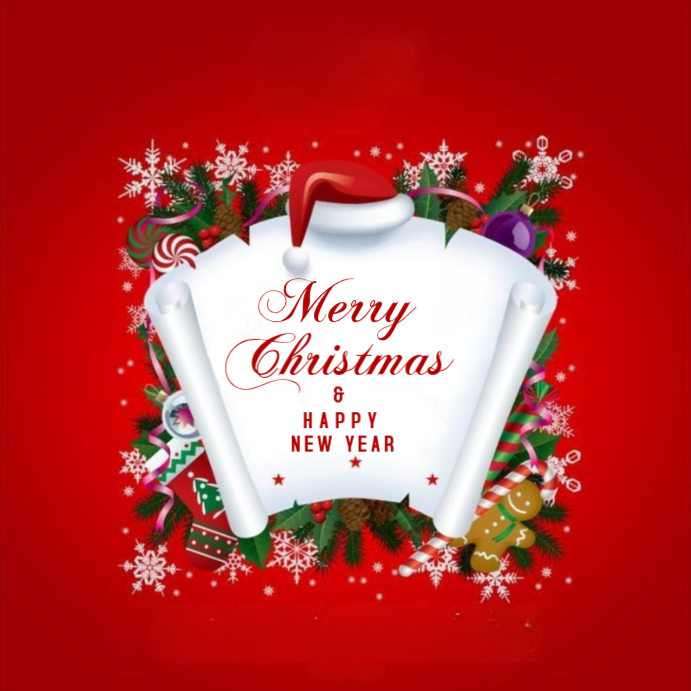 Red Maximalist Merry Christmas And Happy New Year Instagram Post ...
