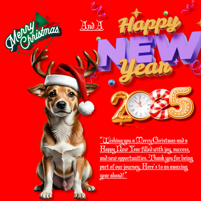 Red Maximalist Merry Christmas And Happy New Year Dog Xmas Cap ...