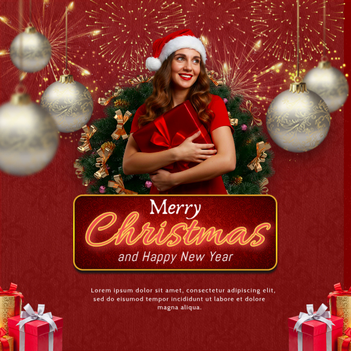 Red Maximalist Merry Christmas And Happy New Year Instagram Post ...