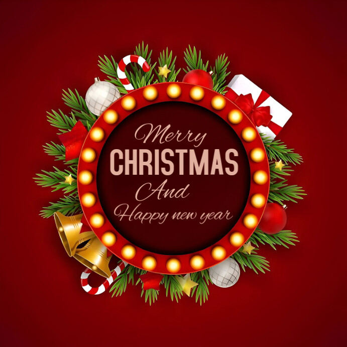 Red Maximalist Merry Christmas And Happy New Year 2024 Instagram Post ...