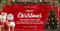 Red Maximalist Merry Christmas And Happy New Year  Facebook Shared Image template