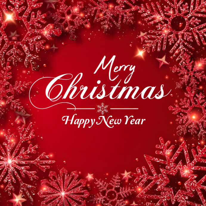 Modèle Red Maximalist Merry Christmas And Happy New Year Wish Card ...