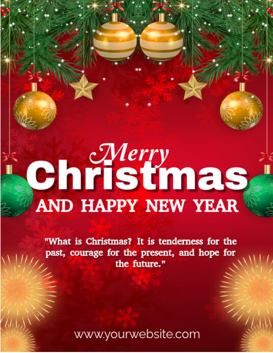 Red Maximalist Merry Christmas And Happy New Year Flyer (us Letter ...