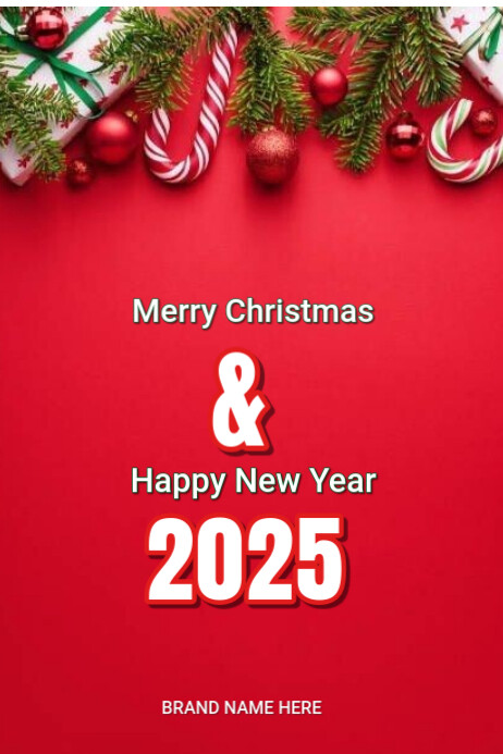Modèle Red Maximalist Merry Christmas And Happy New Year Poster ...