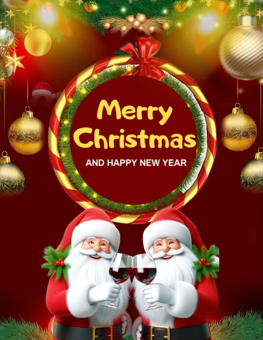 Copy of Red Maximalist Merry Christmas And Happy New Year Greeting ...