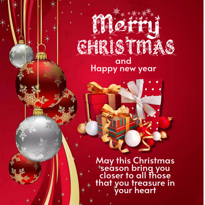 Copy of Red Maximalist Merry Christmas And Happy New Year Instagram ...
