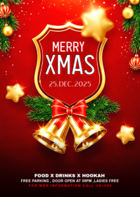 Red Maximalist Merry Christmas Card A6 template