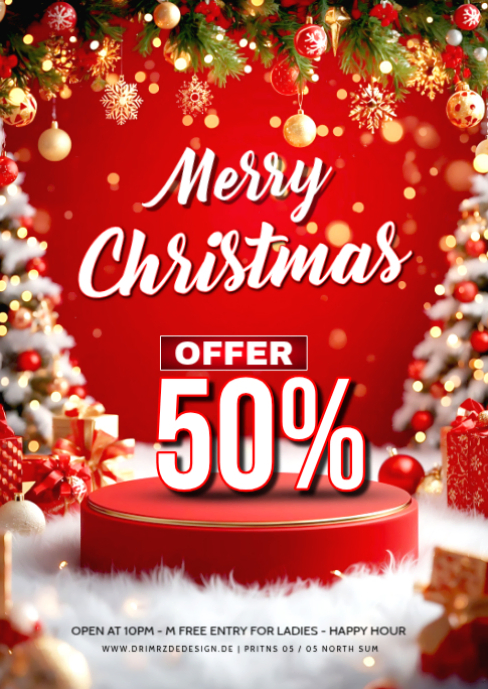 Copy of Red Maximalist Merry Christmas Card Design A6 | PosterMyWall