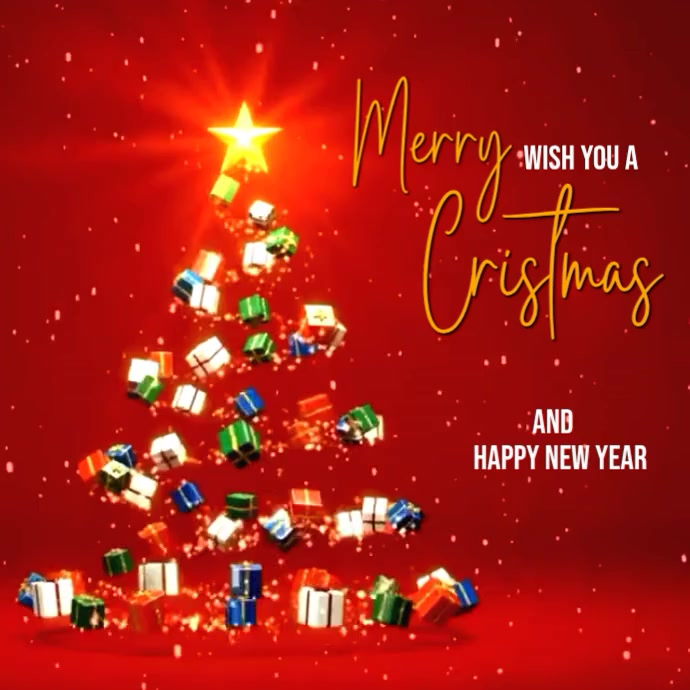 Red Maximalist Merry Christmas Card Design Instagram Post Template ...