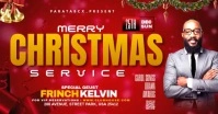 Red Maximalist Merry Christmas Church service Facebook Shared Image template