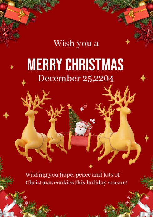 Red Maximalist Merry Christmas Day Wish Templates A4 | PosterMyWall