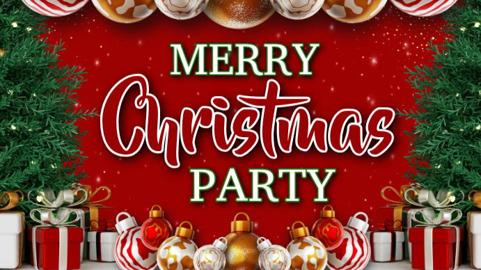 Red Maximalist Merry Christmas Digital Display (16:9) Template ...
