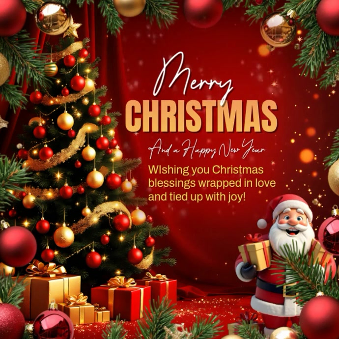 Red Maximalist Merry Christmas Flyer Instagram Post Template | PosterMyWall