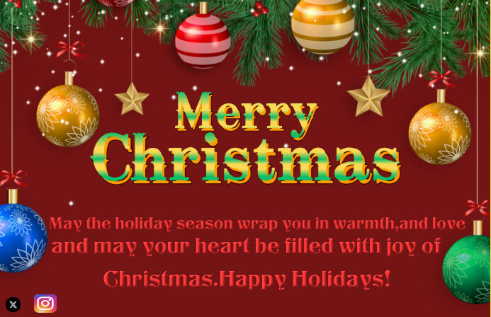 Copy of Red Maximalist Merry Christmas Greetings Card Tabloid ...