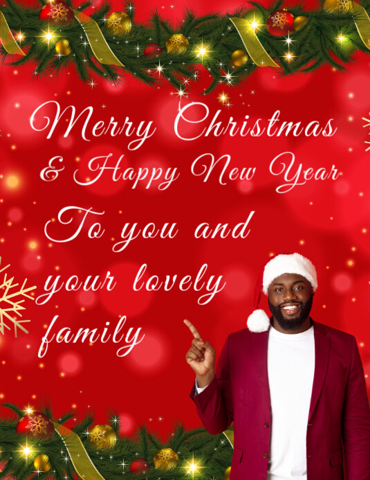 Red Maximalist Merry Christmas Greetings To Family Flyer (us Letter ...