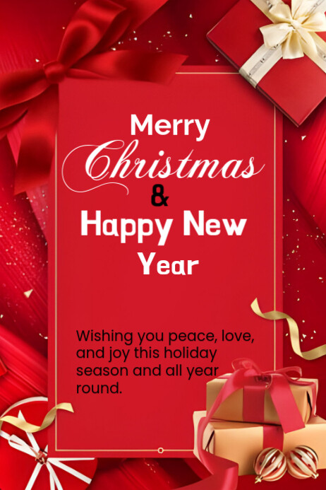 Red Maximalist Merry Christmas Happy New Year Poster Template ...
