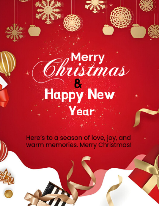 Red Maximalist Merry Christmas Happy New Year Flyer (us Letter ...