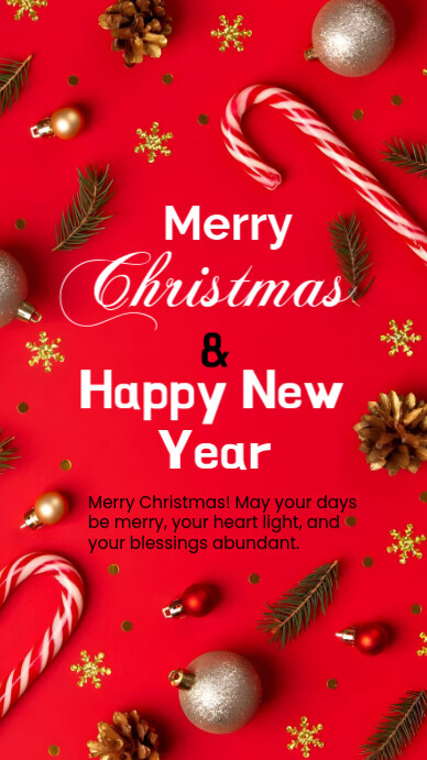 Copy of Red Maximalist Merry Christmas Happy New Year Whatsapp Status ...