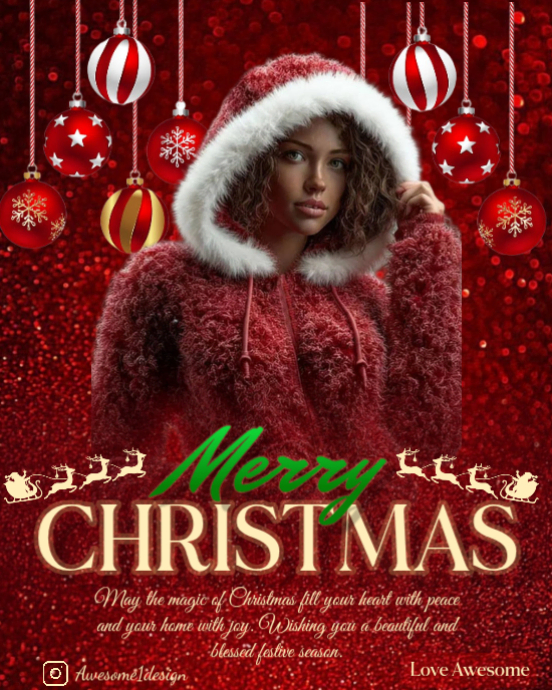 Copy of Red Maximalist Merry Christmas Instagram Portrait | PosterMyWall