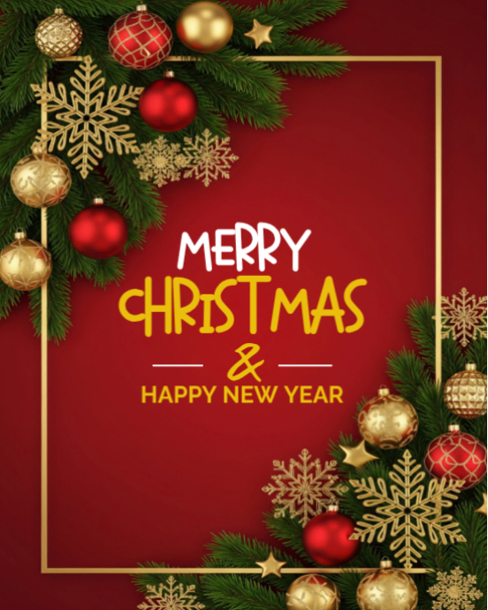 Red Maximalist Merry Christmas Instagram Portrait Template | PosterMyWall