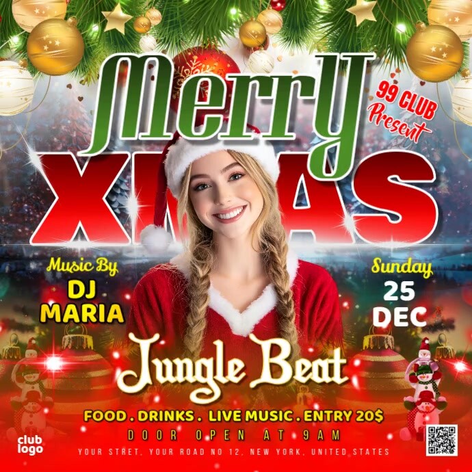 Red Maximalist Merry Christmas Instagram Post Template | PosterMyWall