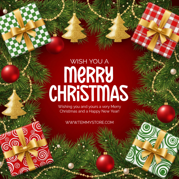 Red Maximalist Merry Christmas Instagram Post Template | PosterMyWall