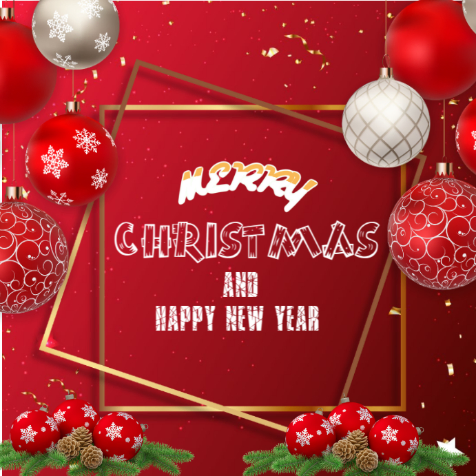 Red Maximalist Merry Christmas Instagram Post Template | PosterMyWall