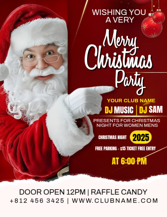 Copy of Red Maximalist Merry Christmas Party Flyer (us Letter ...