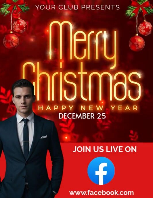 Copy of Red Maximalist Merry Christmas Party Flyer Flyer (us Letter ...