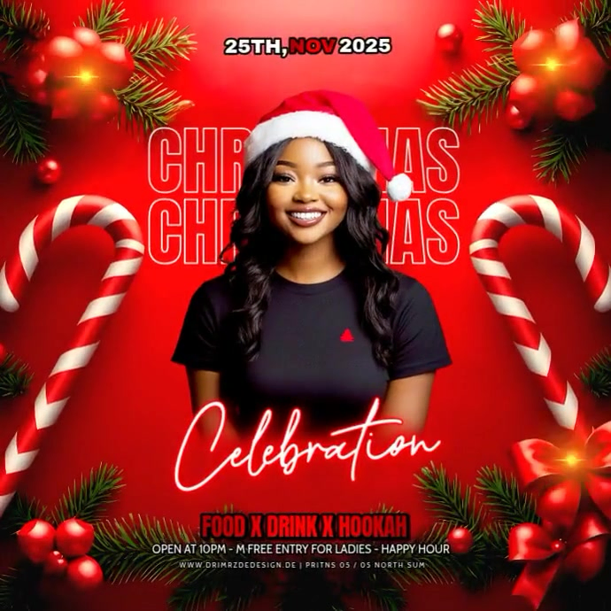 Red Maximalist Merry Christmas Party Flyer Instagram Post Template ...