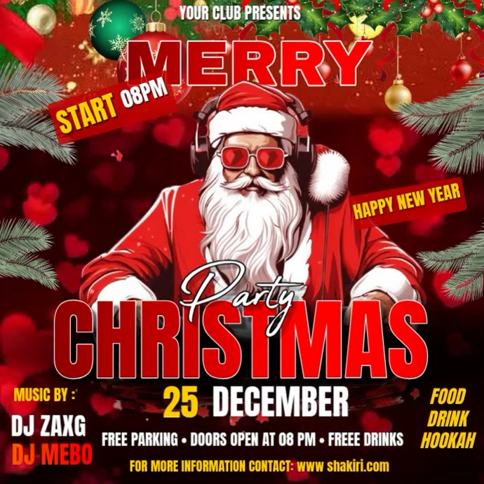 Red Maximalist Merry Christmas Party Flyer Template Instagram Post ...
