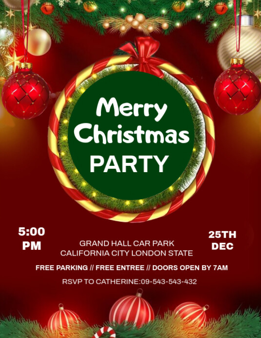 Copy of Red Maximalist Merry Christmas Party Invitation Template Flyer ...